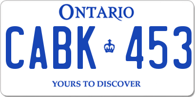 ON license plate CABK453