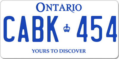 ON license plate CABK454