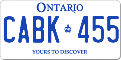 ON license plate CABK455