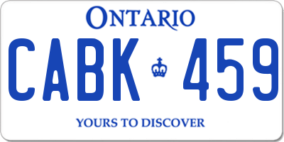 ON license plate CABK459