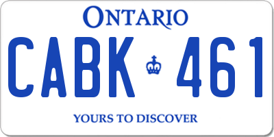 ON license plate CABK461