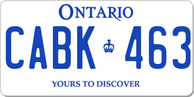 ON license plate CABK463