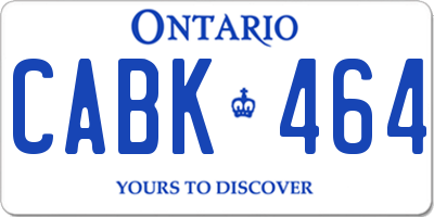 ON license plate CABK464