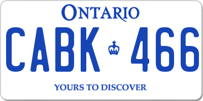 ON license plate CABK466