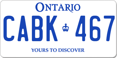 ON license plate CABK467