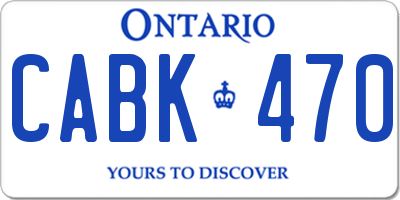 ON license plate CABK470