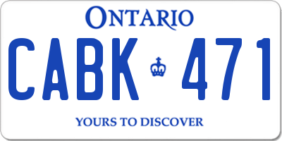 ON license plate CABK471