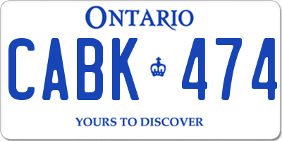 ON license plate CABK474