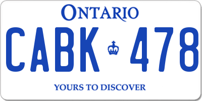 ON license plate CABK478