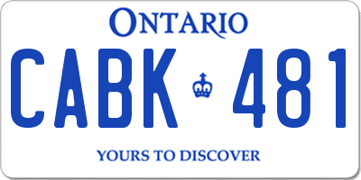 ON license plate CABK481