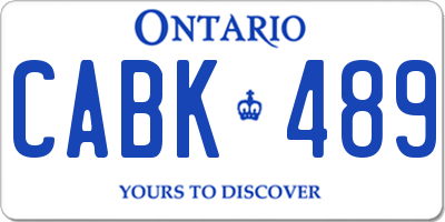 ON license plate CABK489