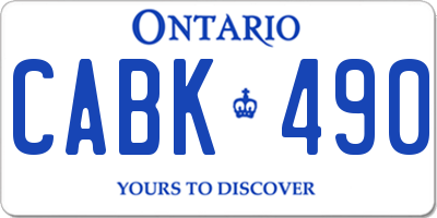 ON license plate CABK490