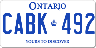 ON license plate CABK492