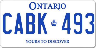 ON license plate CABK493