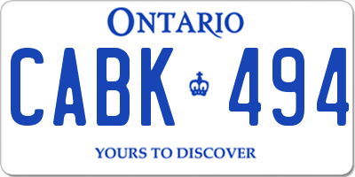 ON license plate CABK494