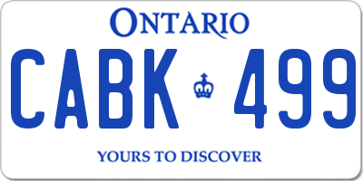 ON license plate CABK499