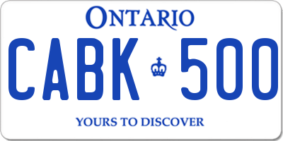 ON license plate CABK500