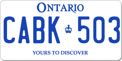 ON license plate CABK503