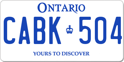 ON license plate CABK504