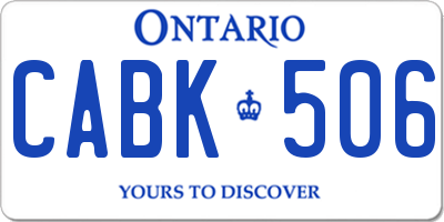 ON license plate CABK506