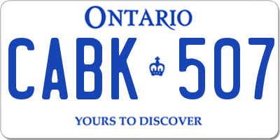 ON license plate CABK507