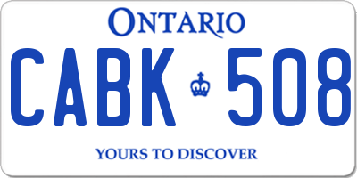 ON license plate CABK508