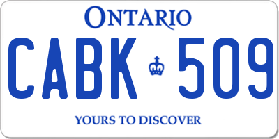 ON license plate CABK509