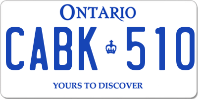 ON license plate CABK510