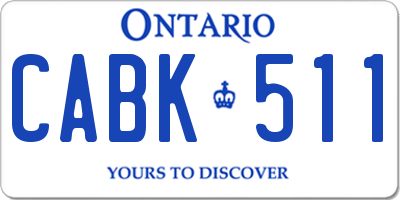 ON license plate CABK511