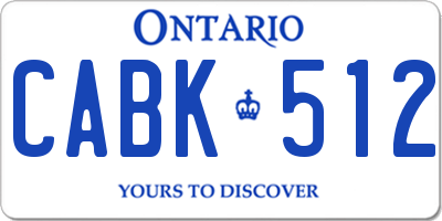 ON license plate CABK512