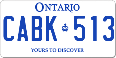 ON license plate CABK513