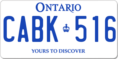 ON license plate CABK516