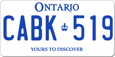 ON license plate CABK519