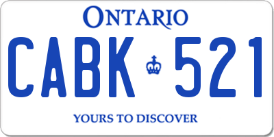 ON license plate CABK521