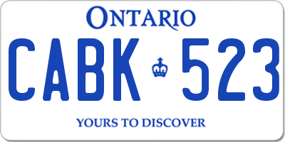 ON license plate CABK523