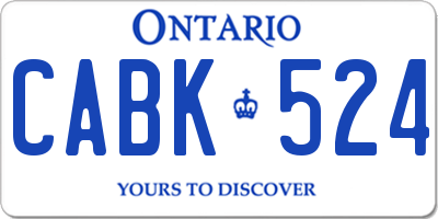 ON license plate CABK524