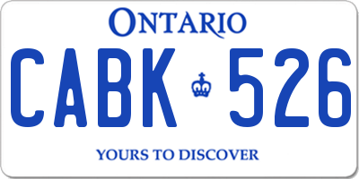 ON license plate CABK526