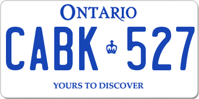 ON license plate CABK527