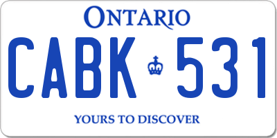 ON license plate CABK531