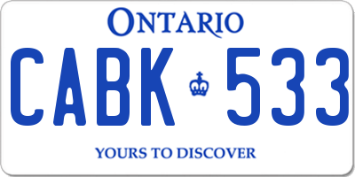 ON license plate CABK533