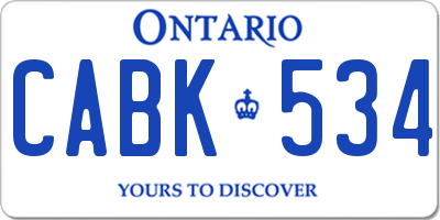 ON license plate CABK534