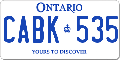 ON license plate CABK535