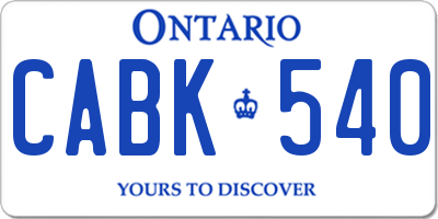 ON license plate CABK540