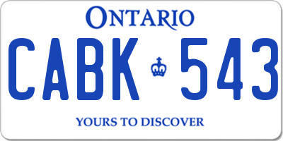 ON license plate CABK543