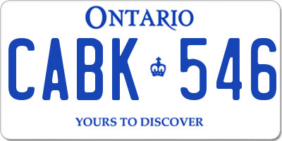 ON license plate CABK546