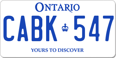 ON license plate CABK547