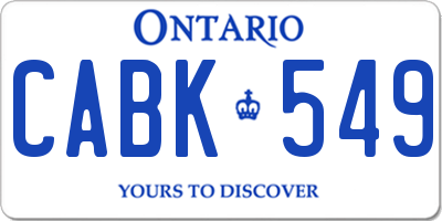 ON license plate CABK549