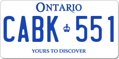 ON license plate CABK551