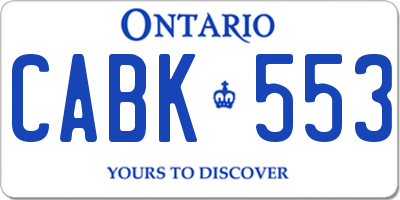 ON license plate CABK553