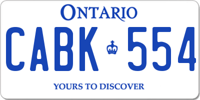 ON license plate CABK554